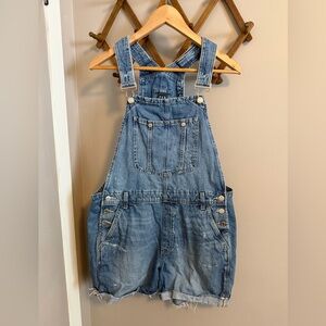Vintage Gap overalls these have been cut off by hand distressed with paint M
